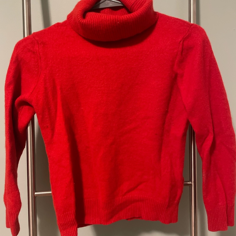 Red C&A cashmere shirt, size M but fits like and XS/S